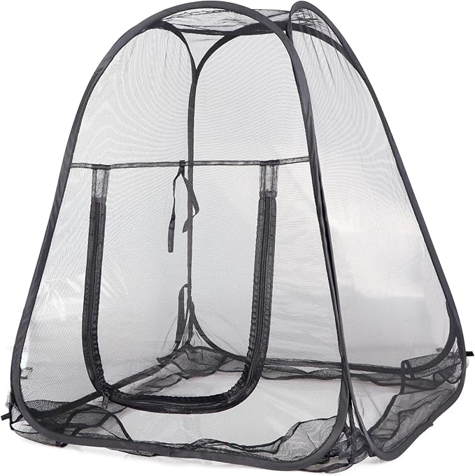 Mesh Plant Cover from Animals, Plant Netting Pest Guard Cover, Plant Tent Cage Pop-up with 4 Stakes for Vegetables, Fruits, Flowers, 28 x 28 x 32 Inches