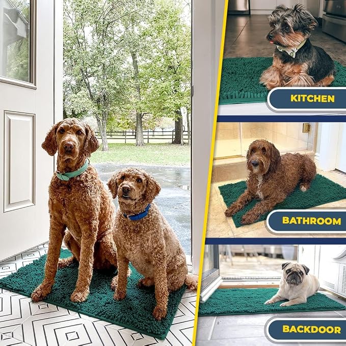 Muddy Mat® | Super Water Absorbent Door Mat Indoor, Microfiber Quick Dry Chenille Entryway Rug, Slip Resistant Front Door Mat, Indoor Mats for Entryway, Machine Washable Pet Rug, Slate Blue 32" x 40"