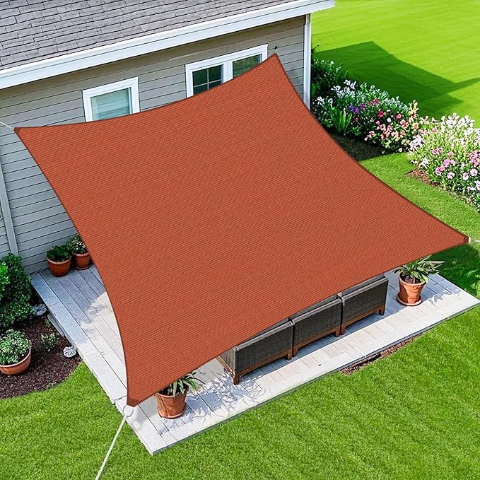 Amagenix Sun Shade Sail 8'X16' Curved Edge Outdoor Shade Canopy Rust Red Breathable 95% UV Block Shade Cloth for Patio Garden Backyard (We Make Custom Size)