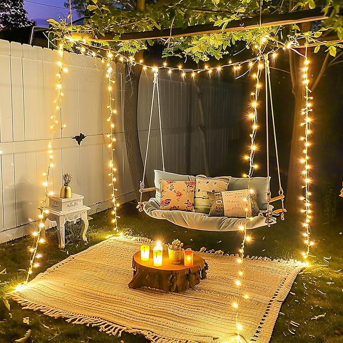 JMEXSUSS 163ft 500 LED Warm White Christmas Lights Outdoor, Plug-in Outdoor String Lights for Classroom, Clear Wire 8 Modes Remote Control Christmas Tree Lights for Christmas Bedroom Tree Classroom