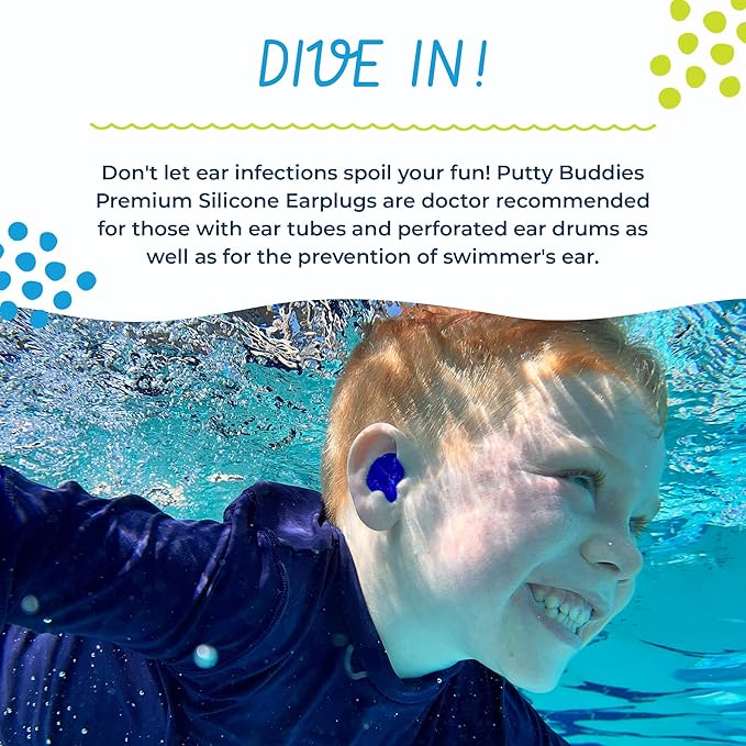 Earvolution Floating Putty Buddies Ear Plugs for Swimming - Invented by an Ear Physician - Moldable, Premium, Silicone - Floats on Water - Waterproof - Made in The USA - 3 Pack - Red/White/Blue