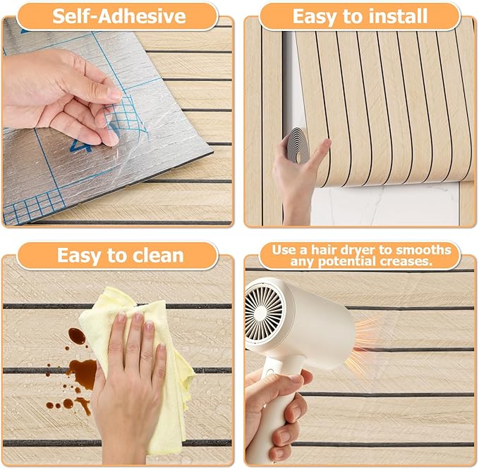 Arthome Peel and Stick Slat Wall Panels 15.7 "x240, Self-Adhesive PVC Wood