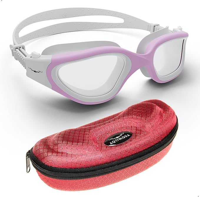 AqtivAqua Swimming Goggles, DX Wide View Swim Goggles for Adult Men Women, Anti Fog No Leaking