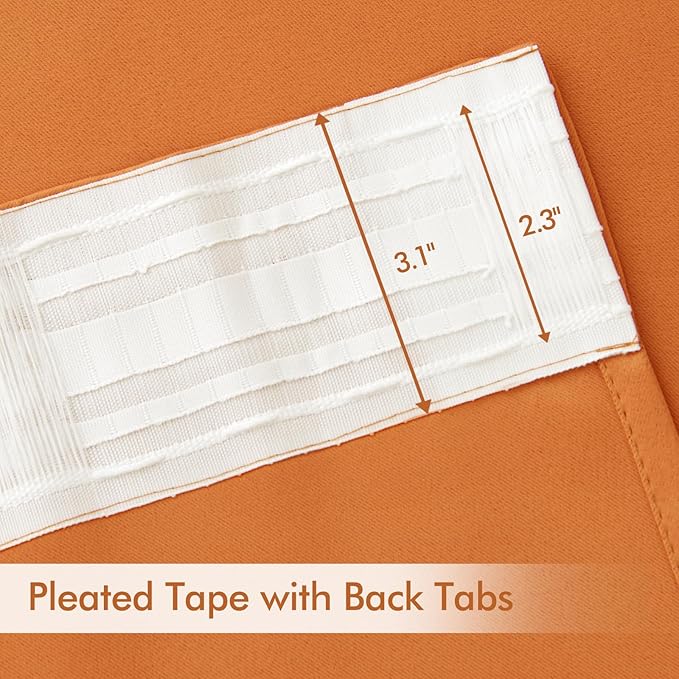 MIULEE Orange Back Tab Blackout Curtains 102 Inch Long 2 Panels Set