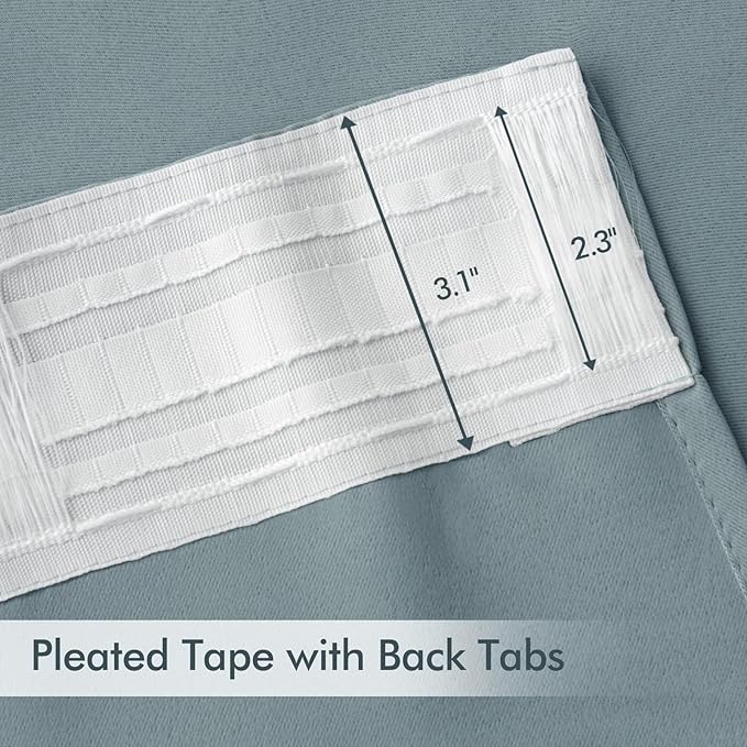 MIULEE Slate Blue Back Tab Blackout Curtains 72 Inches Long 2 Panels Set