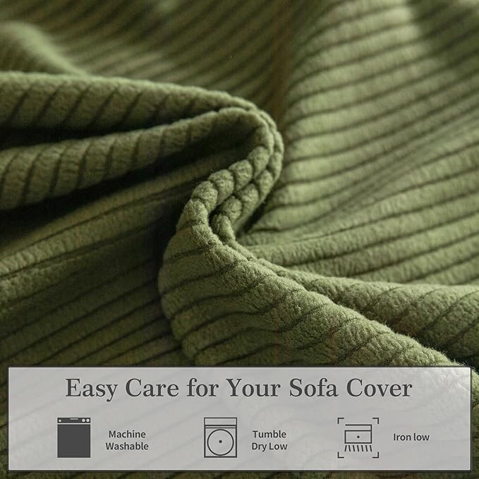 OHSIO Sectional Couch Covers, Wear Resistant Stretch Sofa Covers Washable Soft Couch Cushion Covers Anti Slip Furniture Protector Sofa Slipcovers for Pets (1 Piece Back Couch Cover, Green)