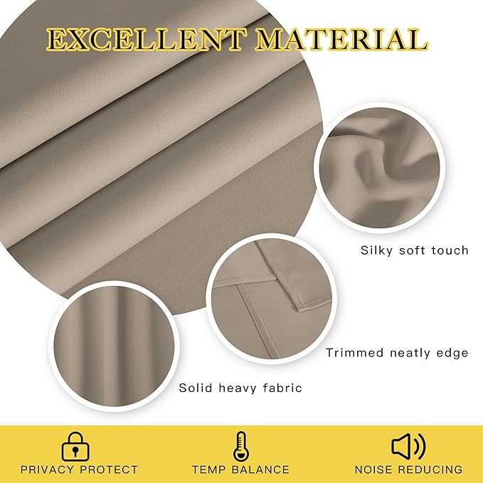 NICETOWN Bedroom Curtain Room Darkening Drapery 102 inches Length