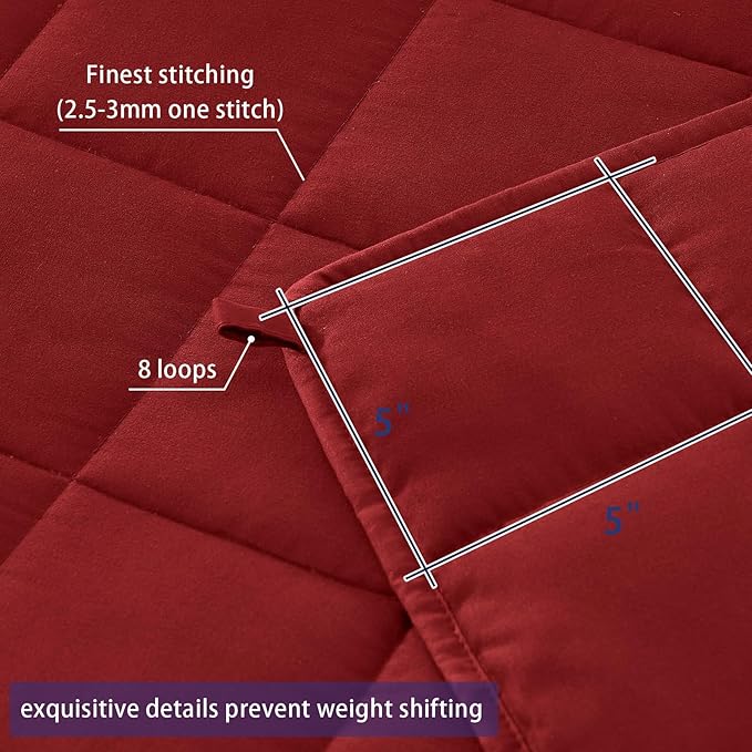 yescool Weighted Blanket for Adults (25 lbs, 88” x 104”, Red) Cooling Heavy Blanket for Sleeping Perfect for 240-260 lbs, King Size Breathable Blanket with Premium Glass Bead