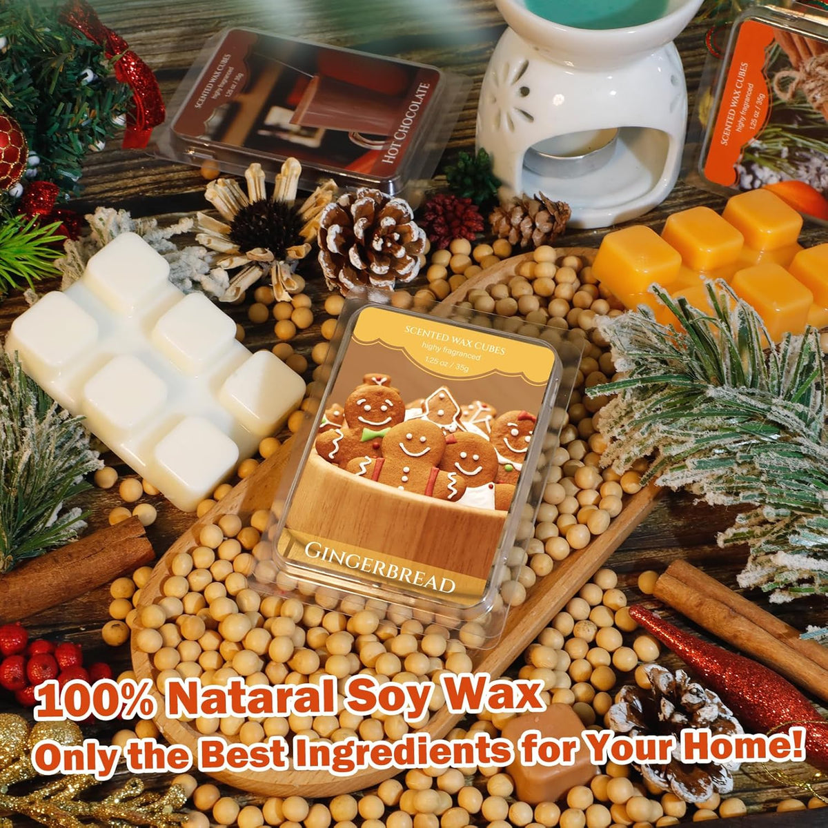 SCENTORINI Christmas Wax Melts, Wax Cubes Strong Scent 12 Pack, Scented Wax Melts, Long Lasting Soy Wax Melts for Warmer