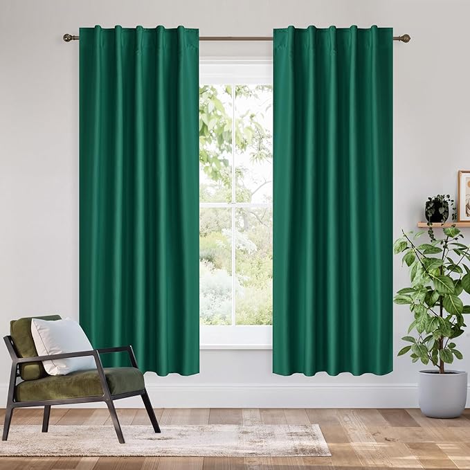 RYB HOME Bedroom Blackout Curtains 63 inches Long, 100% Blackout Thermal