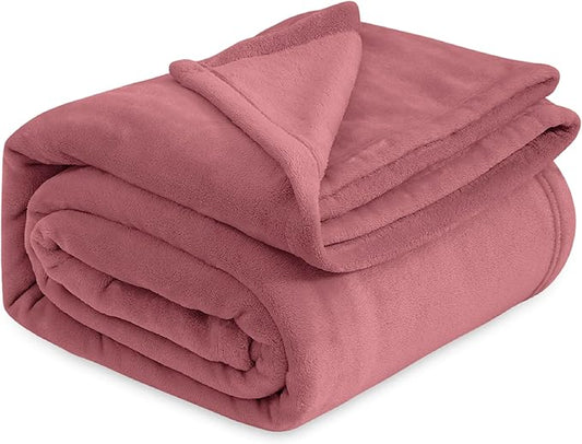 Bedsure Twin XL Fleece Blanket Dorm Bedding - Lightweight Soft Cozy Blankets for Bed, Sofa, Couch, Travel, Camping, Rose Pink, 66"x90"