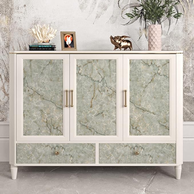 Cyan Glossy Marble Contact Paper Peel and Stick Countertops Self Adhesive