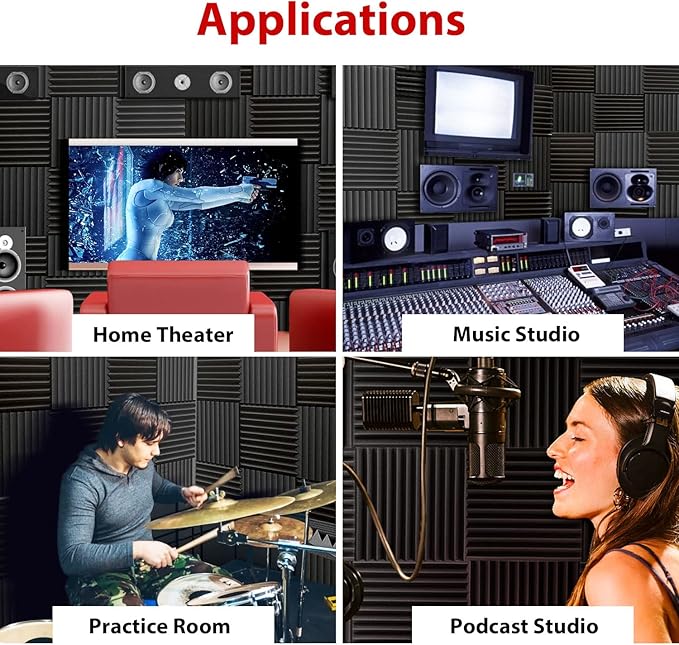 FONESO Acoustic Panels, High Density Soundproof Foam Panels, Fire Resistant
