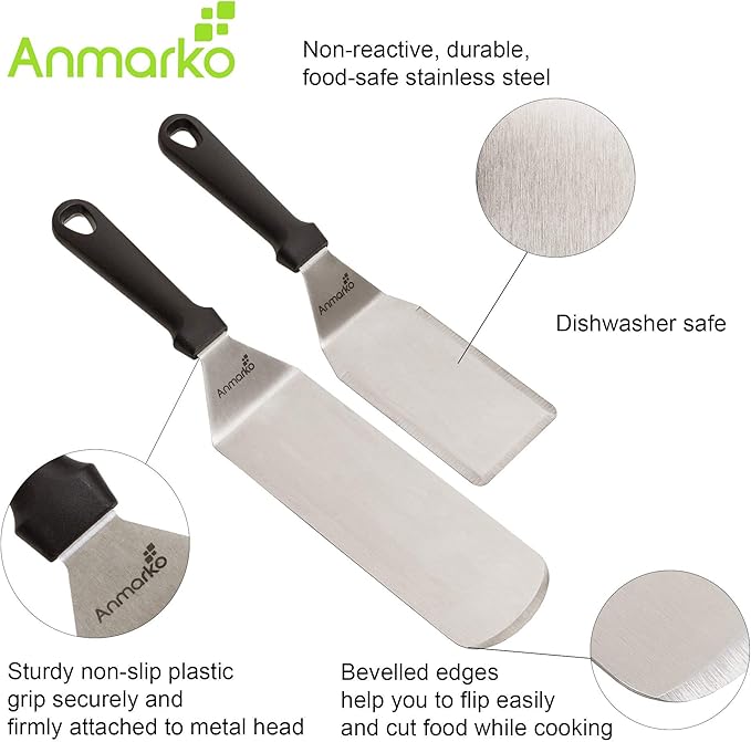 Spatula Turner Stainless Steel - Metal Spatula Set - Hibachi Spatula Great as BBQ Grill Accessories for Grill and Flat Top Griddle