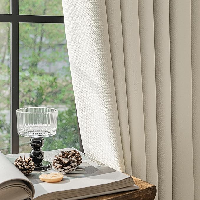 FMFUNCTEX 100% Beige Blackout Curtains