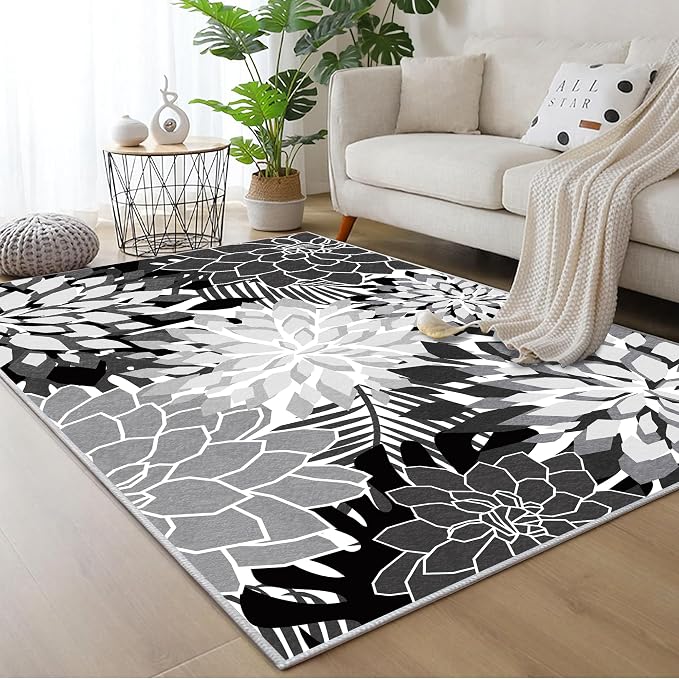 ZonLi Colorful Outdoor Rug 5x8Ft Waterproof Multicolored Indoor Area Rug Washable Outdoor Patio Rugs Tropical Floral Non Slip Outdoor Carpet for Living Room, Pool,Backyard,Deck,Camping