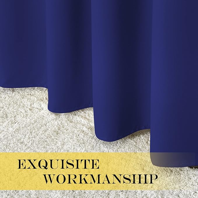NICETOWN Navy Blue Blackout Curtains 84 inch Length, Grommet Top Room Darkening