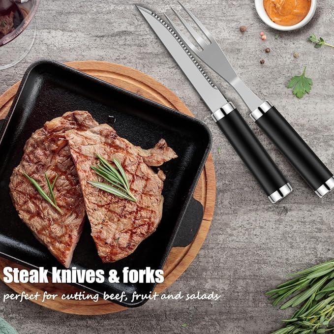 35pcs Deluxe Grilling Gifts Set for Birthday Fathers Day, Stainless Steel BBQ Accessories Kit for Men Dad, Professional Grill Tools Utensils with Scissors, Meat Claws in Aluminum Case Black
