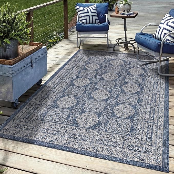 Keen Home Design Terrace Outdoor Area Rug - 8x10 Washable Indoor/Outdoor Rug for Patio, Kitchen, Balcony, Beach, Garden, Deck and Porch, Size: 7'7"x10'