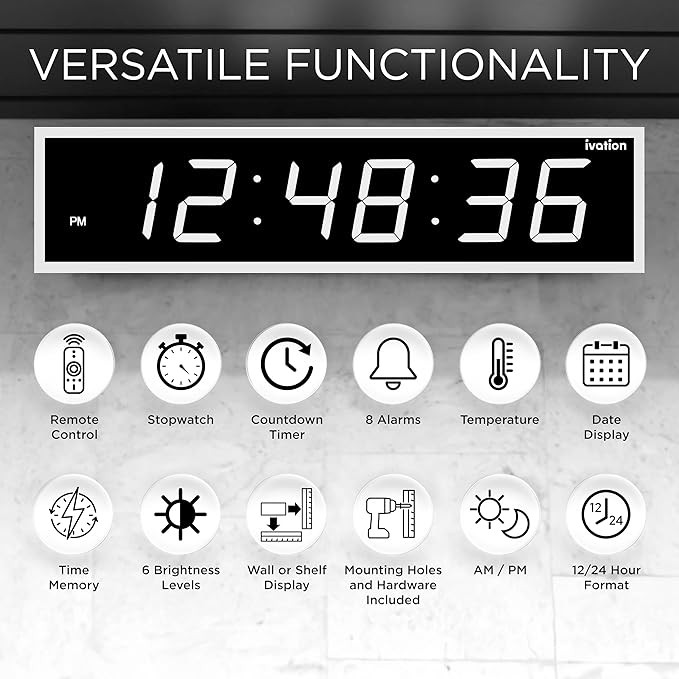 Ivation Oversized 36" Large Digital LED Clock | Big Digital Clock