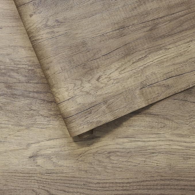 BOMENG 31.5x197in Extra Wide Dark Brown Wood Grain Contact Paper Peel and Stick