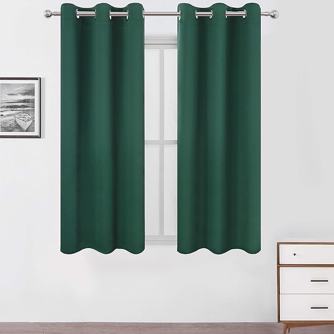 LEMOMO Green Blackout Curtains 40 x 63 Inch Length/Set of 2 Curtain