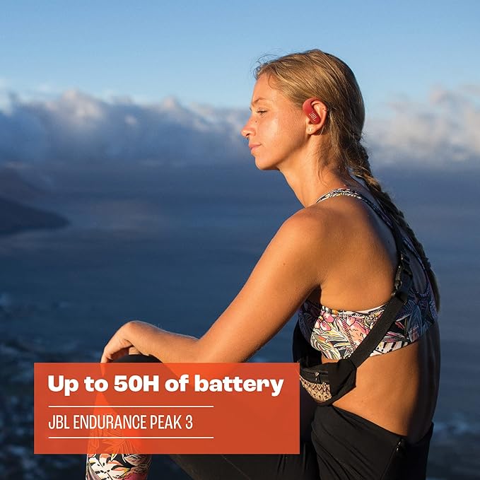 JBL Endurance Peak 3 - Dust and Water Proof (IP68) True Wireless Active Earbuds, Pure Bass Sound, Up to 50 Total Hours of Playback with Speed Charge, Ambient Aware & Talk Thru (White)