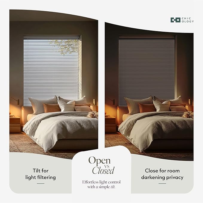 CHICOLOGY Cordless Mini Blinds for Indoor Windows, 60.25" W x 36" H, Light