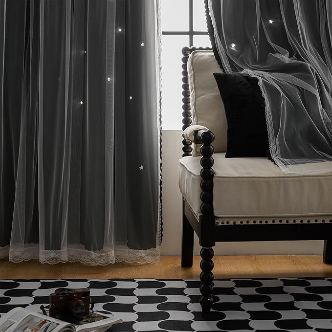 XiDi Black Out Curtains for Bedroom Windows, Curtains for Girls Bedroom Decor