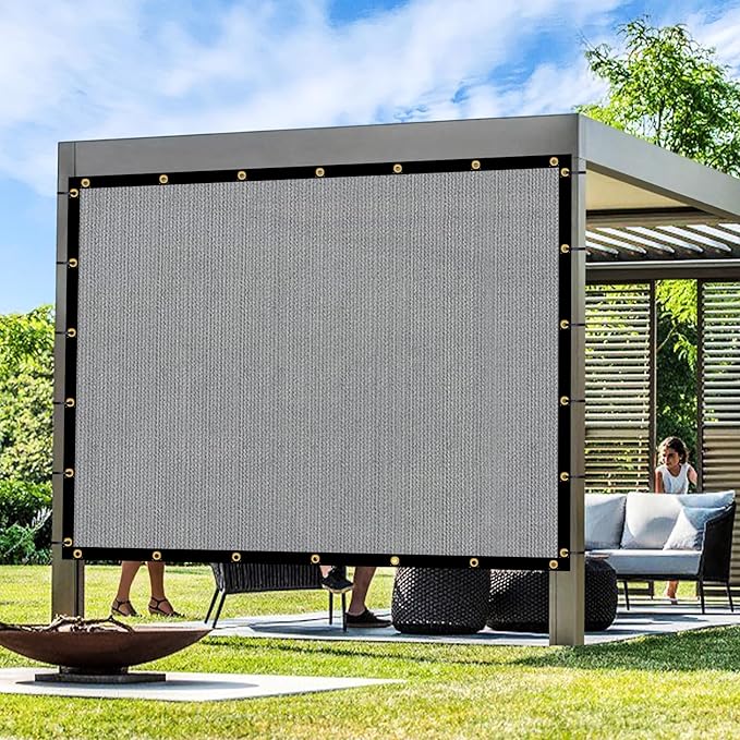 Artpuch Outdoor Pergola Shade Cover 14x15 FT Sun Shade Cloth with Grommets Light Grey 90% UV Protection Canopy Patio Privacy Screen (Customized Available)