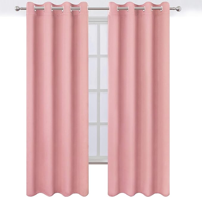 LEMOMO Blackout Curtains 66 x 95 inch/Pink Curtains Set of 2 Panels/Thermal