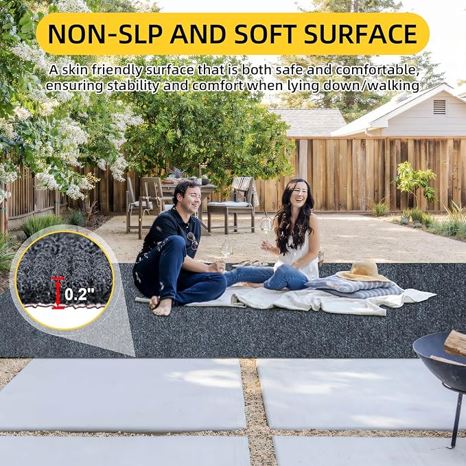 Marine Carpet,5 FT x 25 FT Dark Gray Indoor Outdoor Carpet 0.2" Thick Boat Carpet with Water-Proof TPE Backing, Non-Slide Outdoor Marine Carpet Roll for Home, Patio, Porch, Deck