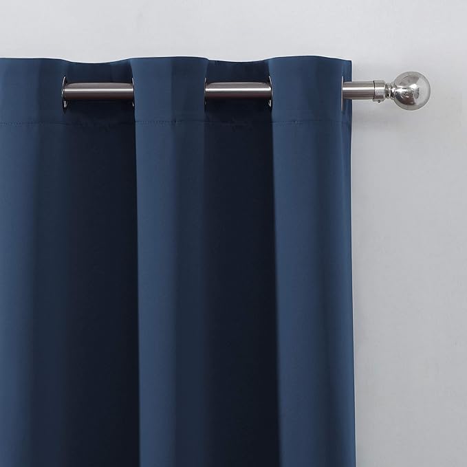 LEMOMO Navy Blue Thermal Blackout Curtains/52 x 108 Inch/Set of 2 Panels Room