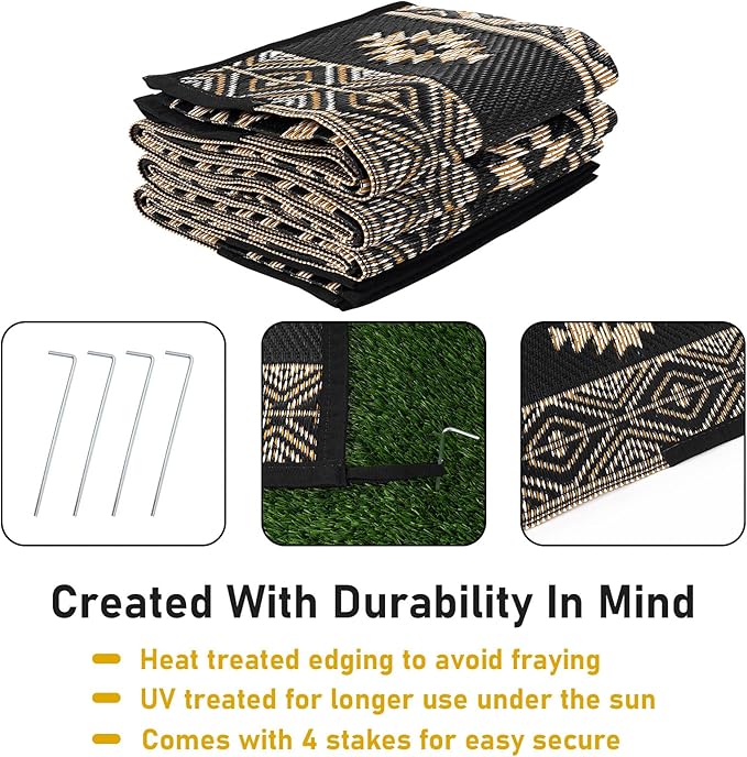 HiiARug Outdoor Rug 5'x7' Outdoor Plastic Straw Rug Waterproof Patio Mat Camping Rug Reversible RV Mat Outdoor Area Rugs for Outdoors, RV, Patio, Backyard, Deck, Camping
