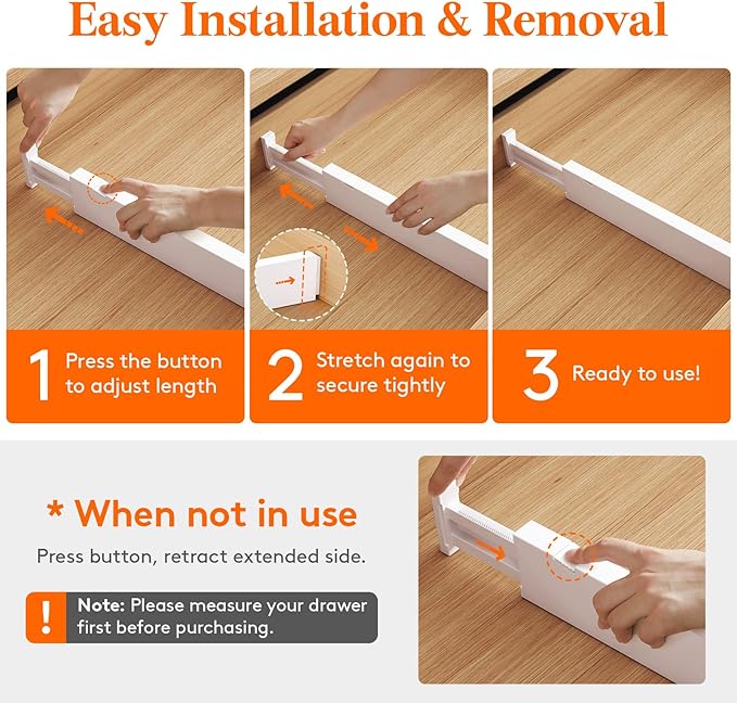 Lifewit 10 Pack Kitchen Drawer Dividers 2.36" High, 11"-17" Adjustable Drawer Organizer for Utensils/Clothes/Makeup, Plastic Expandable Separators in Dresser/Bedroom/Bathroom/Office Storage