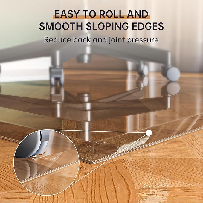 [Tempered Glass] 36“ x 36” Beveled Edge Glass Chair Mat with Polished Edge Clear Office Chair Mat, Glides Smoothly, Suitable for Carpet or Hardwood Floors