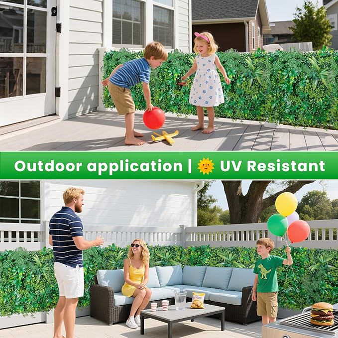 Artificial Boxwood Panel 20"x20" 6 Pieces, Faux Ivy Privacy Fence Screen