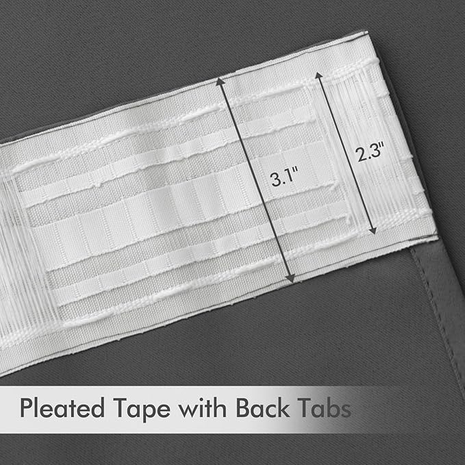 MIULEE Back Tab Grey Blackout Curtains 96 Inch Long 2 Panels Set