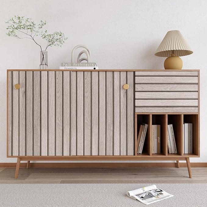VEELIKE Grey Wooden Slats Peel and Stick Wallpaper Wood Contact Paper