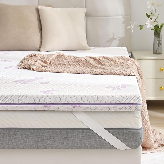 SINWEEK 3 Inch Memory Foam Mattress Topper Full Size, Soft and Medium Mattress Pad for Back Pain Relief, High Density Foam Bed Topper with Textured Cover, CertiPUR-US Certified