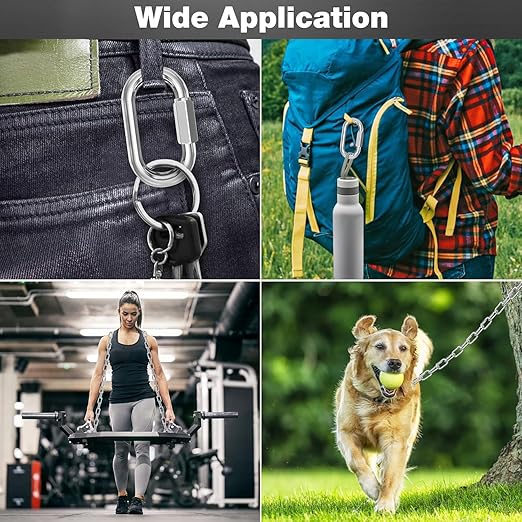 M3.5-30 Pack 1.46” Quick Links Chain Connectors, 1/8″ Galvanized Chain Locking Carabiners Hooks, 180LBS Heavy Duty Thread Quick Link Clips, Twist Oval Keychain D Shape for Swing, Camping