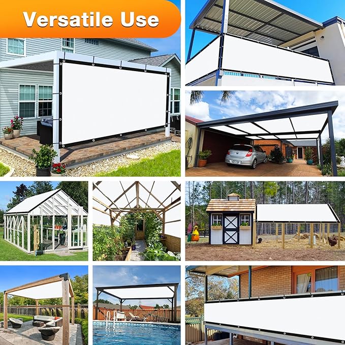 Artpuch Outdoor Pergola Shade Cover 14' X 20' Sun Shade Cloth with Grommets, 90% UV Protection Canopy Patio Privacy Screen (Customized Available) GN107, White