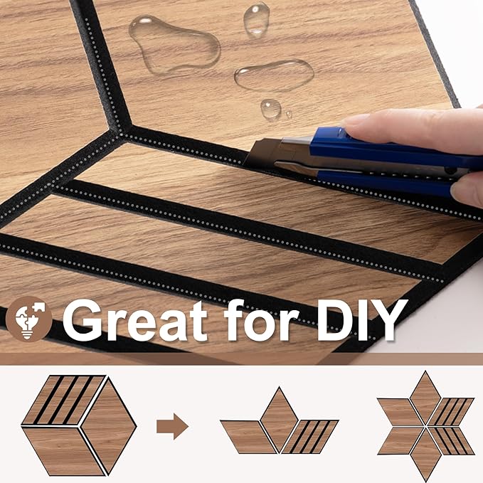 Mollywell Acoustic Panels, PVC Wood-Grain, 14x12 Inch Hexagon Carved Sound