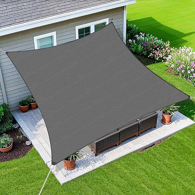 Amagenix Sun Shade Sail 14'X24' Curved Edge Outdoor Shade Canopy Dark Grey Breathable 95% UV Block Shade Cloth for Patio Garden Backyard (We Make Custom Size)