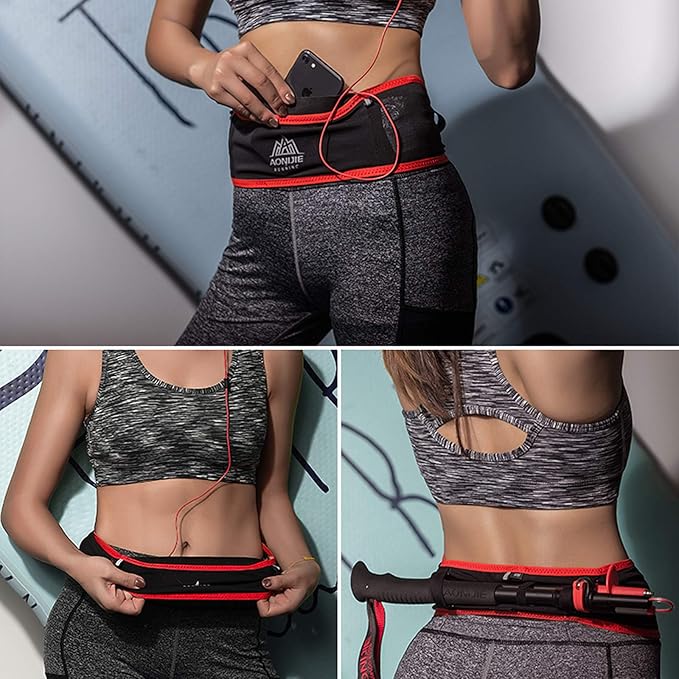 AONIJIE Hydration Belt Running Fanny Pack, with 250ml Soft Water Bottle Flask Phone Holder for Trailing Running Climbing Jogging Cycling Workout Fitness 3 Colors (Black, S/M)