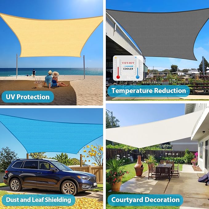 Amagenix Sun Shade Sail 14'X24' Curved Edge Outdoor Shade Canopy Dark Grey Breathable 95% UV Block Shade Cloth for Patio Garden Backyard (We Make Custom Size)