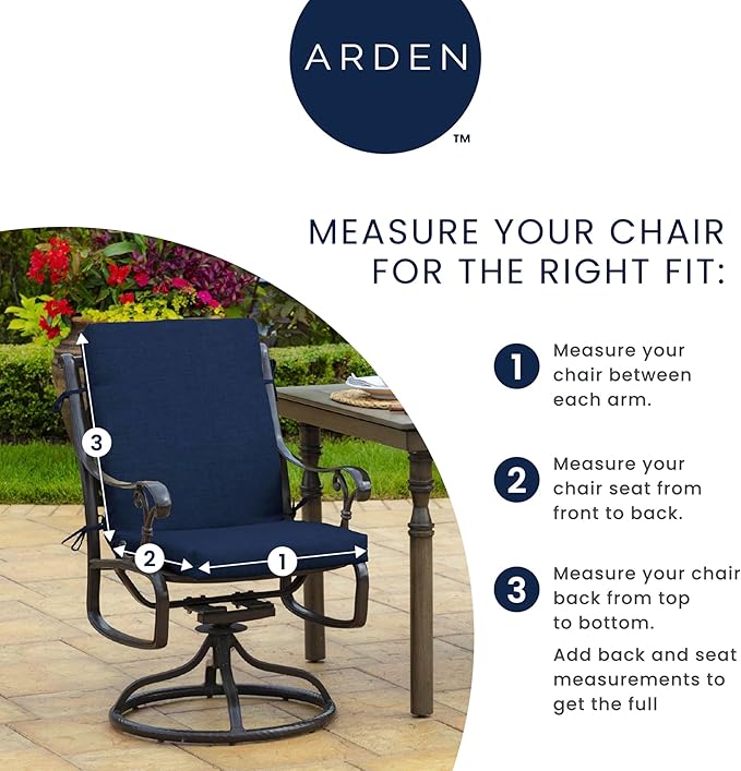 Arden 2-Pack Outdoor Patio Dining Chair Cushion, 20x44, Rain-Proof Seat Pad, Fade-Resistant Outdoor Cushion Alana Tile