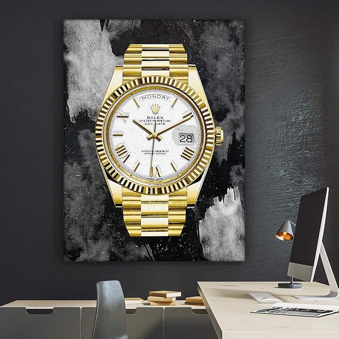 SuccessHunters Luxury Gold Watch Canvas Print Office Wall Decoration Home Decor Modern Art Prints Inspiration Motivation Inspire Entrepreneur Quote Inspirational Motivational House Decal (8 x 8 in)