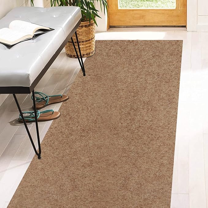 3' x 57' Runner Rugs with Rubber Backing, Indoor Outdoor Utility Carpet Runner Rugs, Sand, Can Be Used as Aisle for The RV and Boat, Laundry Room and Balcony