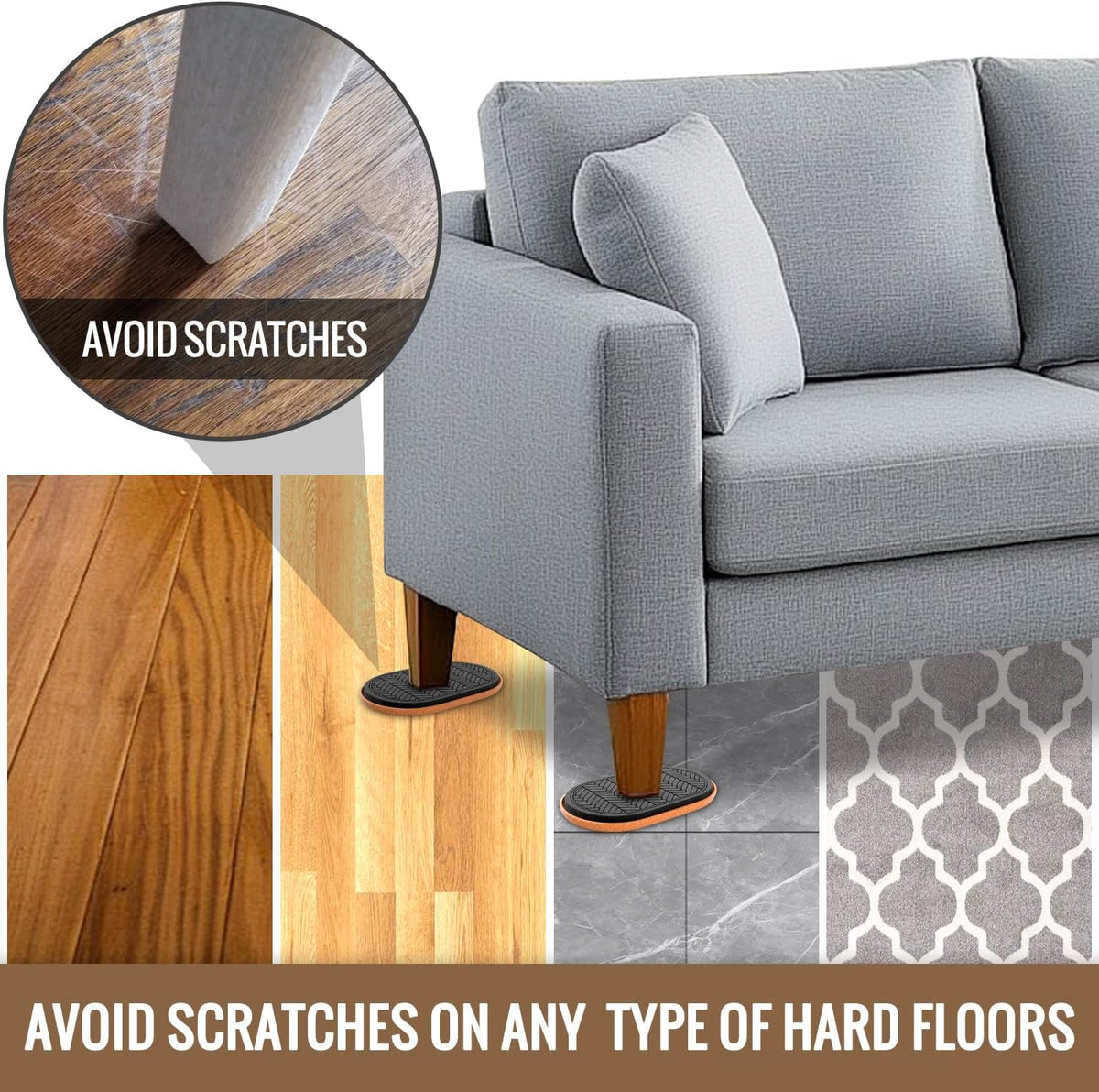 9½"x5¾ Felt Furniture Sliders for Hardwood Floors, 4PCS Oval Furniture Pads for Wood Floors, Furniture Movers for Heavy Duty Furniture, Move Furniture Easily